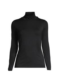 LANDS' END Rollkragenshirt aus Baumwoll/Modalmix, Damen, size: regular, Schwarz, Baumwolle/Elasthan/Baumwolle Modal, by Lands' End