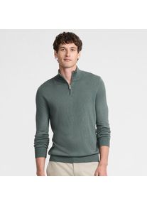 LANDS' END CashTouch Feinstrick-Pullover mit Rei&szlig;verschluss f&uuml;r Herren, Herren, size: regular, Gr&uuml;n, Polyester, by Lands' End