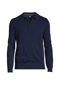 LANDS' END Kaschmirpullover mit Polokragen, Herren, size: regular, Blau, Kaschmir, by Lands' End