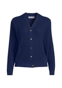 LANDS' END Rippstrick-Cardigan mit Seide, Damen, size: regular, Blau, Baumwolle/Seide/Nylon, by Lands' End