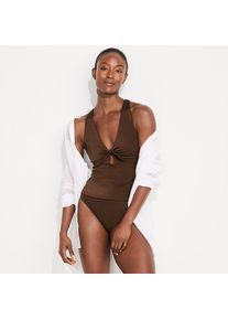 LANDS' END Gl&auml;nzendes Tankini-Set mit Knotendesign f&uuml;r Damen, Damen, size: regular, Braun, Elasthan/Nylon-Mischung, by Lands' End