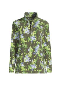 LANDS' END Gemusterter Fleece-Pullover mit Rei&szlig;verschluss f&uuml;r Damen in Plus-Gr&ouml;&szlig;e, Damen, size: plus, Gr&uuml;n, Polyester, by Lands' End