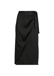 LANDS' END Satin-Wickelrock in Midi-L&auml;nge f&uuml;r Damen, Damen, size: regular, Schwarz, Polyester, by Lands' End