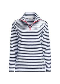 LANDS' END Gemusterter Fleece-Pullover mit Rei&szlig;verschluss f&uuml;r Damen in Plus-Gr&ouml;&szlig;e, Damen, size: plus, Wei&szlig;, Polyester, by Lands' End