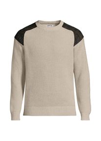 LANDS' END Harris Tweed Strickpullover mit Tweed-Patches, Damen, size: regular, Beige, Baumwolle, by Lands' End