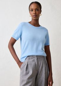 bonprix Kurzarmpullover aus reinem Kaschmir mit Good Cashmere Standard&reg;, blau, Gr.36/38 (S), Premium Kurzarmpullover aus kuscheligem Cashmere, aus Kaschmir