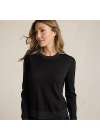LANDS' END Merino-Pullover mit Lurex-Ausschnitt f&uuml;r Damen in Petite-Gr&ouml;&szlig;e, Damen, size: petite, Schwarz, Wolle, by Lands' End