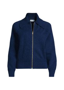 LANDS' END Baumwoll-Zippercardigan mit gro&szlig;em Kragen DRIFTER f&uuml;r Damen, Damen, size: regular, Blau, Baumwolle, by Lands' End