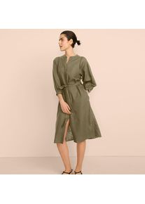 LANDS' END Leinenmix-Kleid mit Ajourdetail f&uuml;r Damen, Damen, size: regular, Gr&uuml;n, Leinen/Viskose, by Lands' End