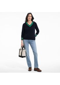 LANDS' END Straight Fit Recover Jeans Mid Waist in Petite-Gr&ouml;&szlig;e, Damen, size: petite, Blau, by Lands' End