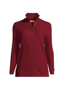 LANDS' END Waffelstrick-Pullover mit Rei&szlig;verschluss f&uuml;r Damen, Damen, size: regular, Rot, Baumwoll-Mischung/Polyester-Mischung, by Lands' End