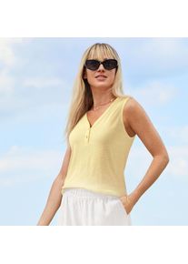 LANDS' END Top aus Leinenmix in Petite-Gr&ouml;&szlig;e f&uuml;r Damen, Damen, size: petite, Gelb, Baumwolle/Leinen/Baumwoll-Mischung, by Lands' End