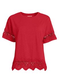 LANDS' END Flammgarn-Shirt mit Bord&uuml;ren f&uuml;r Damen in Petite-Gr&ouml;&szlig;e, Damen, size: petite, Rot, Baumwolle, by Lands' End