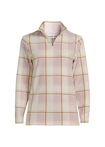 LANDS' END Gemusterter Fleece-Pullover mit Rei&szlig;verschluss f&uuml;r Damen, Damen, size: regular, Pink, Polyester, by Lands' End