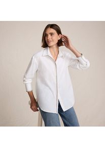 LANDS' END Baumwollbluse mit verzierter Knopfleiste f&uuml;r Damen, Damen, size: regular, Wei&szlig;, Baumwolle, by Lands' End