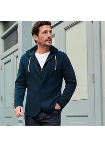 LANDS' END Strick-Blazer mit abnehmbarer Kapuze f&uuml;r Herren, Herren, size: regular, Blau, Elasthan/Baumwoll-Mischung/Polyester-Mischung, by Lands' End