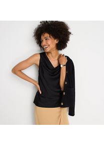 LANDS' END Satin-Top mit Wasserfallausschnitt f&uuml;r Damen, Damen, size: regular, Schwarz, Polyester, by Lands' End