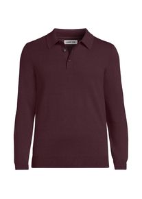 LANDS' END Feinstrick-Polopullover aus reiner Baumwolle, Herren, size: regular, Rot, Baumwolle, by Lands' End