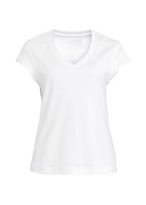 LANDS' END Supima-Shirt mit V-Ausschnitt und Kapp&auml;rmeln f&uuml;r Damen in Petite-Gr&ouml;&szlig;e, Damen, size: petite, Wei&szlig;, Baumwolle, by Lands' End