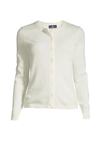 LANDS' END Kaschmir-Cardigan mit rundem Ausschnitt in Plus-Gr&ouml;&szlig;e, Damen, size: plus, Elfenbein, Kaschmir, by Lands' End
