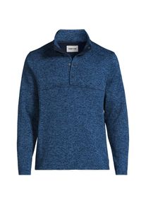 LANDS' END Strickfleece-Pullover mit Druckknopfleiste, Herren, size: regular, Blau, Polyester, by Lands' End