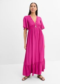 bonprix Maxikleid aus flie&szlig;ender Viskose, pink, Gr.44, Maxikleid mit Volants und weiten &Auml;rmeln