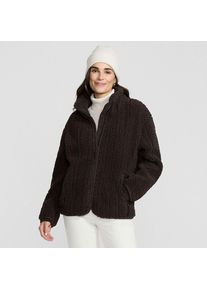 LANDS' END Zopfmuster-Fleecejacke, Damen, size: regular, Braun, Polyester, by Lands' End