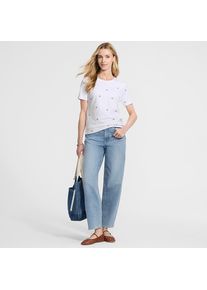 LANDS' END Besticktes Supima Rundhalsshirt in Petite-Gr&ouml;&szlig;e, Damen, size: petite, Wei&szlig;, Baumwolle, by Lands' End