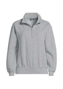 LANDS' END Serious Sweats Pullover mit Rei&szlig;verschluss in Petite-Gr&ouml;&szlig;e, Damen, size: petite, Grau, Baumwoll-Mischung/Polyester-Mischung, by Lands' End