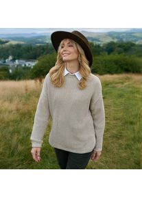 LANDS' END Drifter Rippstrick-Pullover mit kurzem Stehkragen in Petite-Gr&ouml;&szlig;e, Damen, size: petite, Beige, Baumwolle, by Lands' End