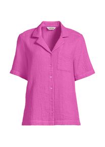 LANDS' END Kurz&auml;rmelige Musselin-Bluse in Plus-Gr&ouml;&szlig;e, Damen, size: plus, Pink, Baumwolle, by Lands' End