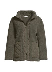 LANDS' END Teddyfleecejacke mit Stepptaschen in Petite-Gr&ouml;&szlig;e, Damen, size: petite, Gr&uuml;n, Polyester, by Lands' End