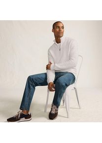 LANDS' END Flechtmuster-Pullover mit Rei&szlig;verschluss f&uuml;r Herren, Herren, size: regular, Elfenbein, Polyester/Polyester-Mischung, by Lands' End