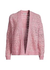 LANDS' END Soft Ease Ajour-Cardigan aus Leinenmix f&uuml;r Damen, Damen, size: regular, Pink, by Lands' End