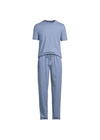 LANDS' END Jersey-Pyjamaset, Herren, size: regular, Blau, Elasthan/Baumwoll-Mischung, by Lands' End