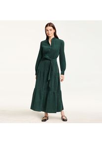 LANDS' END Feincord-Maxikleid mit Stufenrock, Damen, size: regular, Gr&uuml;n, Baumwolle, by Lands' End