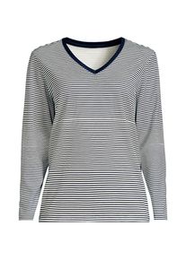 LANDS' END Supima&reg; Langarm-Shirt mit V-Ausschnitt f&uuml;r Damen in Plus-Gr&ouml;&szlig;e, Damen, size: plus, Blau, Baumwolle, by Lands' End