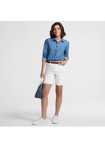 LANDS' END Soft Denim Mid Waist Jeansshorts 18 cm, Damen, size: regular, Wei&szlig;, Baumwoll-Mischung, by Lands' End