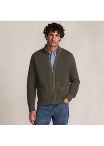LANDS' END Drifter Cardigan mit Rei&szlig;verschluss, Herren, size: regular, Gr&uuml;n, Baumwolle, by Lands' End