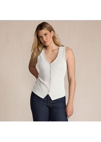 LANDS' END &Auml;rmellose Feinstrick-Weste f&uuml;r Damen, Damen, size: regular, Elfenbein, Elasthan/Viskose/Polyester-Mischung, by Lands' End