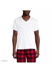 LANDS' END Kurzarm-Shirt mit V-Ausschnitt f&uuml;r Herren (3er-Set), Herren, size: regular, Wei&szlig;, Baumwolle, by Lands' End