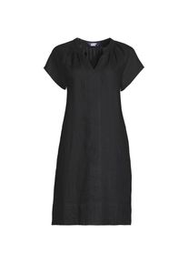 LANDS' END Leinenkleid mit Smok-Ausschnitt f&uuml;r Damen, Damen, size: regular, Schwarz, Leinen, by Lands' End
