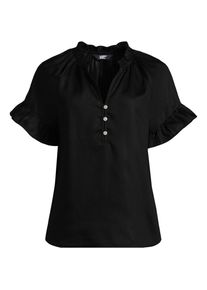 LANDS' END Bluse aus TENCEL mit R&uuml;schenkragen f&uuml;r Damen, Damen, size: regular, Schwarz, Kunstseide/Lyocell (Viskose), by Lands' End