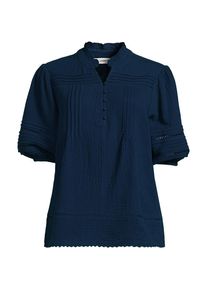 LANDS' END Musselin-Bluse mit Leiterborte f&uuml;r Damen, Damen, size: regular, Blau, Baumwolle, by Lands' End