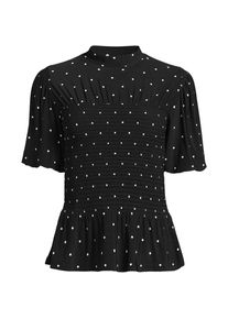 LANDS' END Silk Knit Smok-Shirt mit kurzen &Auml;rmeln f&uuml;r Damen in Plus-Gr&ouml;&szlig;e, Damen, size: plus, Schwarz, Polyester-Mischung, by Lands' End