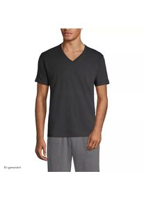 LANDS' END Kurzarm-Shirt mit V-Ausschnitt f&uuml;r Herren (3er-Set), Herren, size: regular, Schwarz, Baumwolle, by Lands' End