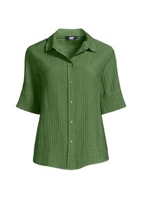 LANDS' END Kurz&auml;rmeliges Crinkle-Hemd f&uuml;r Damen, Damen, size: regular, Gr&uuml;n, Nylon/Viskose, by Lands' End