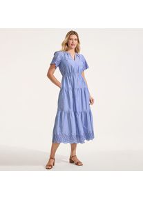 LANDS' END Maxikleid aus Baumwolle mit Lochstickerei f&uuml;r Damen, Damen, size: regular, Blau, Baumwolle, by Lands' End