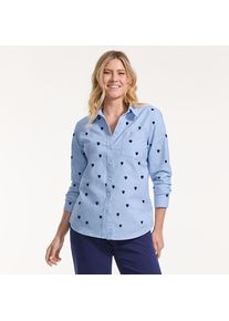 LANDS' END Langarm Oxford-Hemdbluse f&uuml;r Damen, Damen, size: regular, Blau, Baumwolle, by Lands' End