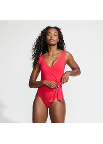 LANDS' END Badeanzug mit seitlichem Bindeband, hohes Bein f&uuml;r Damen, Damen, size: regular, Pink, Nylon-Mischung, by Lands' End